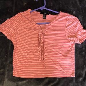 Red stripped crop top